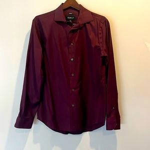 Awearness Kenneth Cole Slim Fit Performance Stretch Dress Shirt, Burgundy, L